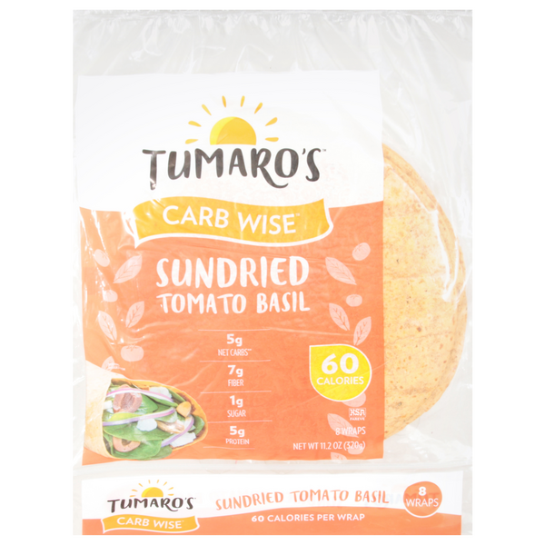 Save on Tumaro's Wraps Sun Dried Tomato Basil LowinCarb 8 ct Order