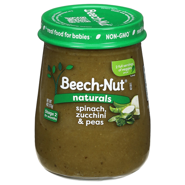 Beech-Nut Naturals Stage 2 Baby Food Spinach Zucchini & Peas