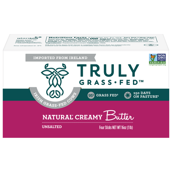 Truly Grass-Fed Unsalted Natural Creamy Cultured Butter Sticks - 4 ct