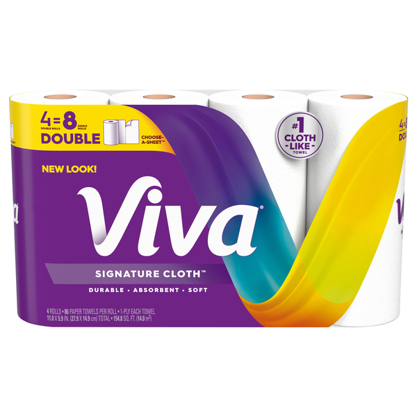 Viva Choose-A-Sheet Double Roll 1-Ply Paper Towels - 4 ct