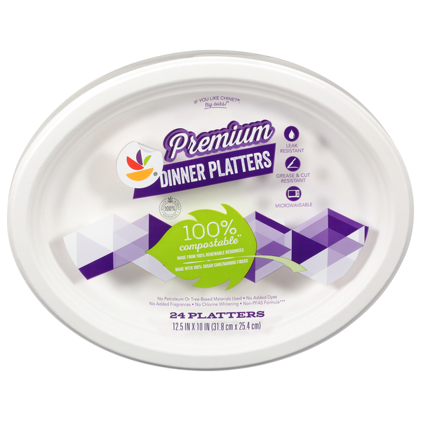 Giant Premium Compostable Dinner Platters Paper Plates 12.5X10 Inch