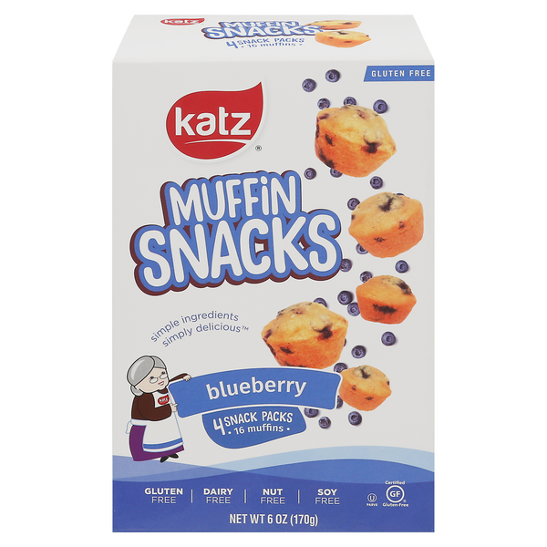 Katz Gluten Free Blueberry Muffin Snacks - 4 ct Frozen