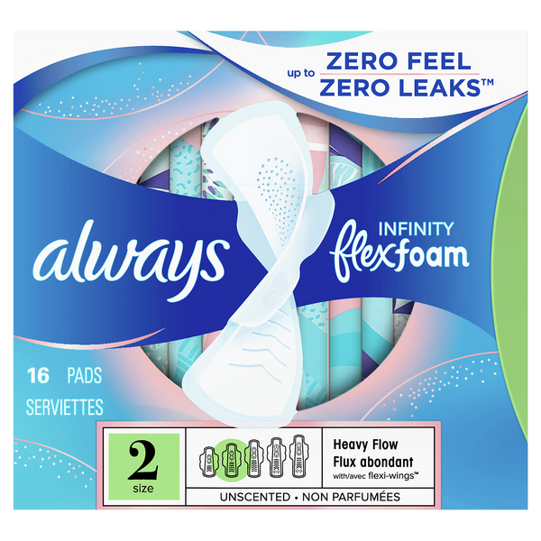 Save on Always Infinity FlexFoam Pads with Wings Heavy Flow Size 2