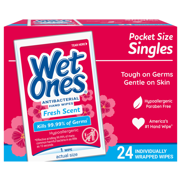 Wet Ones Pocket Size Singles Fresh Scent Antibacterial Hand Wipes