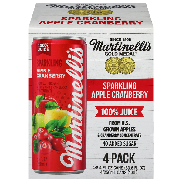 Martinelli's Sparkling Apple Cranberry 100% Juice - 4 pk