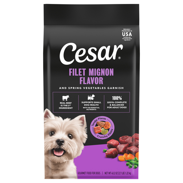 CESAR Filet Mignon Flavor & Spring Vegetables Small Breed Dry Dog Food