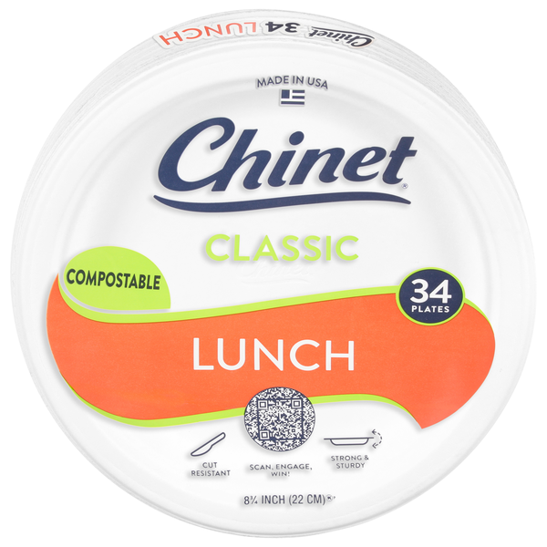 Chinet Classic Compostable Lunch Plates 8 3/4 Inch