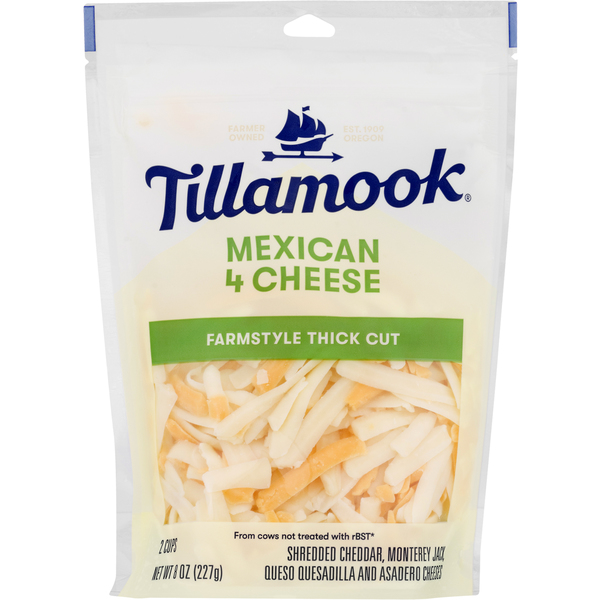 Save on Tillamook 4 Cheese Mexican Farmstyle Thick Cut Shredded Order