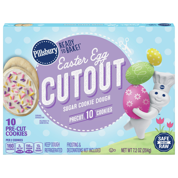 Pillsbury Cutout Easter Egg Sugar Cookie Pre-Cut Dough -10 ct