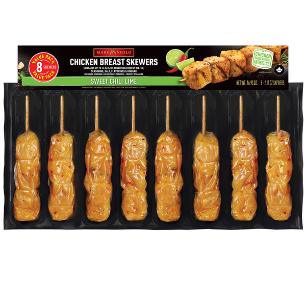 Marc Angelo Sweet Chili Lime Chicken Breast Skewers - 8 ct