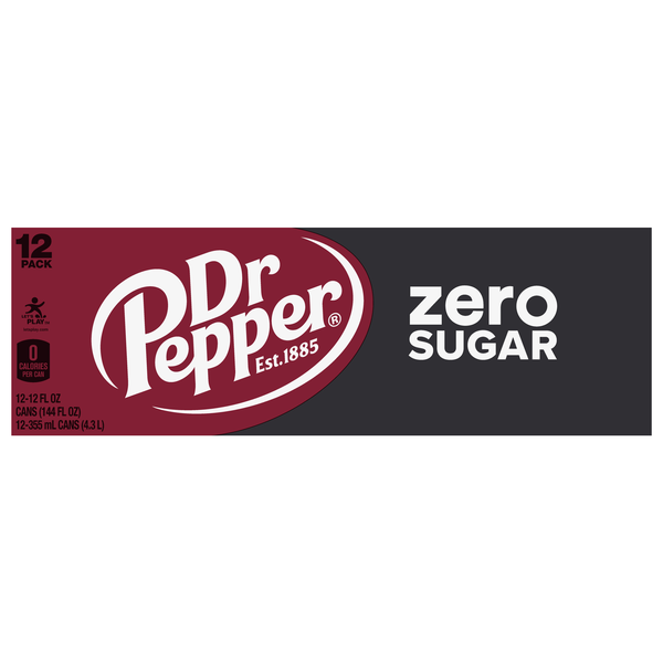 Dr Pepper Zero Sugar Soda - 12 pk
