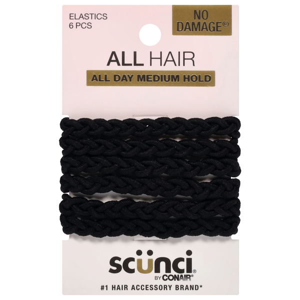 Scunci No Damage All Day Medium Hold Elastics Black