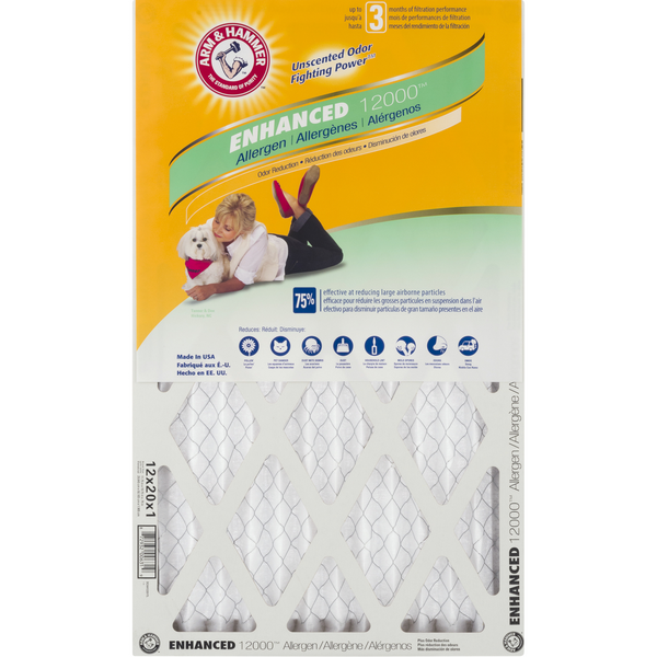 Arm & Hammer Enhanced 12000 Allergen Air Filter 12x20x1