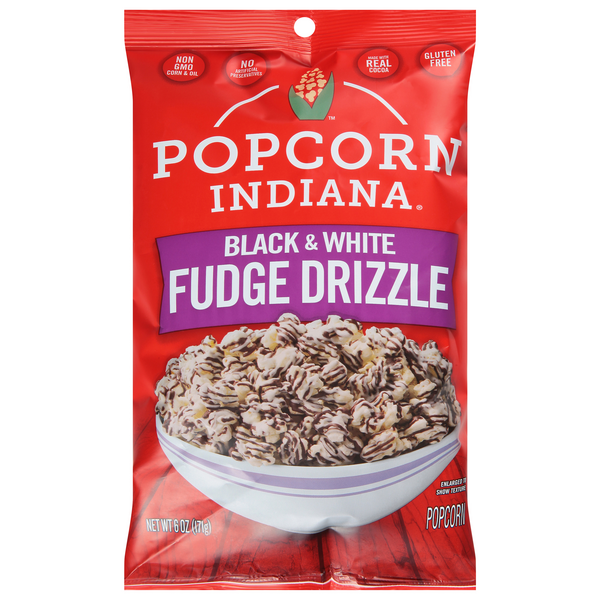 Save on Popcorn, Indiana Black & White Fudge Drizzle Gluten Free Order Online Delivery Stop & Shop