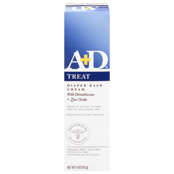 A&D Treat Diaper Rash Cream with Dimethicone + Zinc Oxide