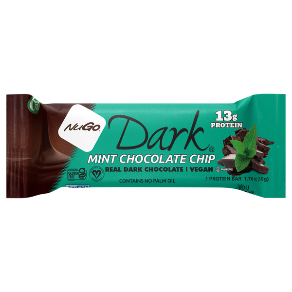 NuGo Gluten Free Vegan Dark Mint Chocolate Chip 13g Protein Bar
