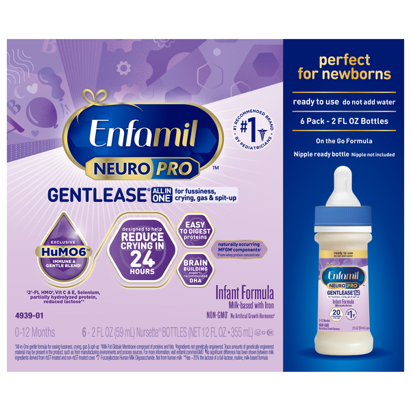 Enfamil Gentlease Ready To Use Infant Formula Nursette Bottles - 6 pk