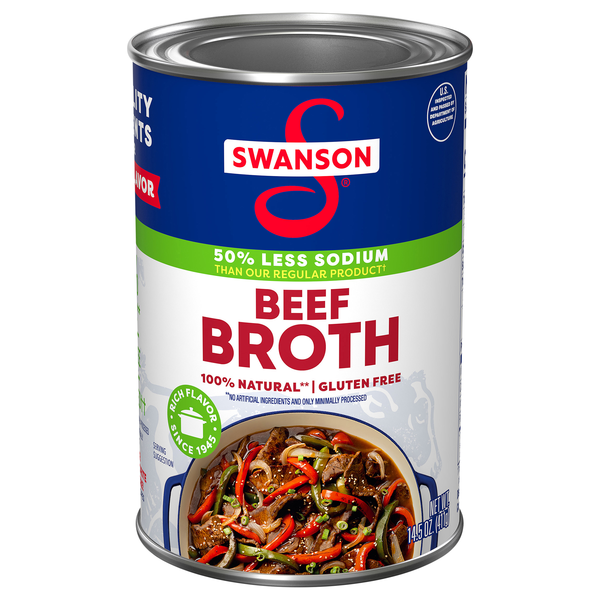 Swanson 100% Natural Gluten Free 50% Less Sodium Beef Broth