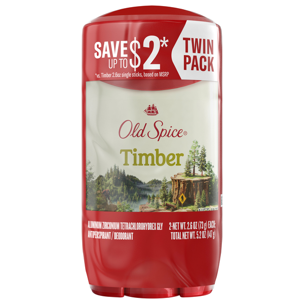 Old Spice Timber w/Sandalwood Antiperspirant Deodorant Stick 2.6 oz/2 ct