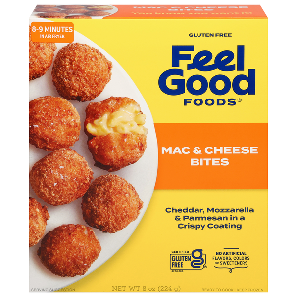 Feel Good Foods Gluten Free Three Cheese Mac & Cheese Bites Frozen