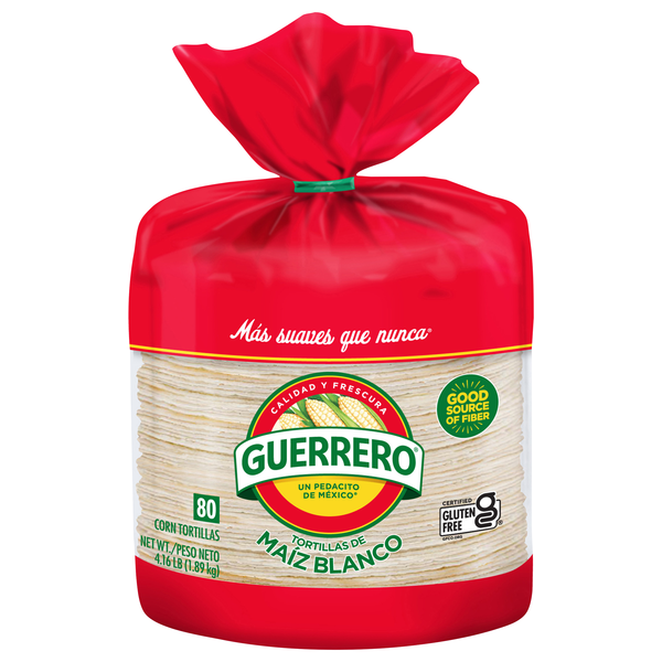 Guerrero Gluten Free White Corn Tortillas 6 Inch - 80 ct