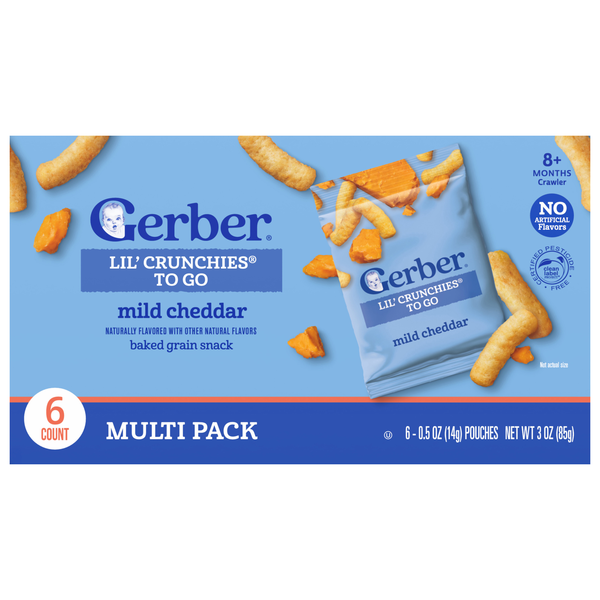 Gerber Lil' Crunchies Mild Cheddar Baked Grain Snack Packs - 6 ct