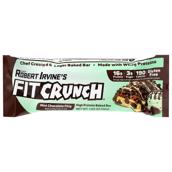 FITCRUNCH Mint Chocolate Chip 16g Whey Protein Baked Bar