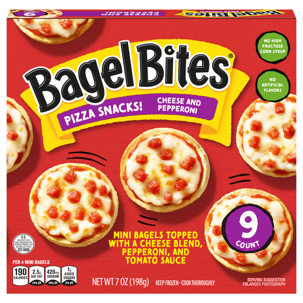 Bagel Bites Cheese & Pepperoni Mini Pizza Snacks - 9 ct Frozen