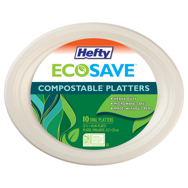 Save on Hefty Ecosave Oval Compostable Platters 12 1/2 X 10 Inch Order Online Delivery GIANT