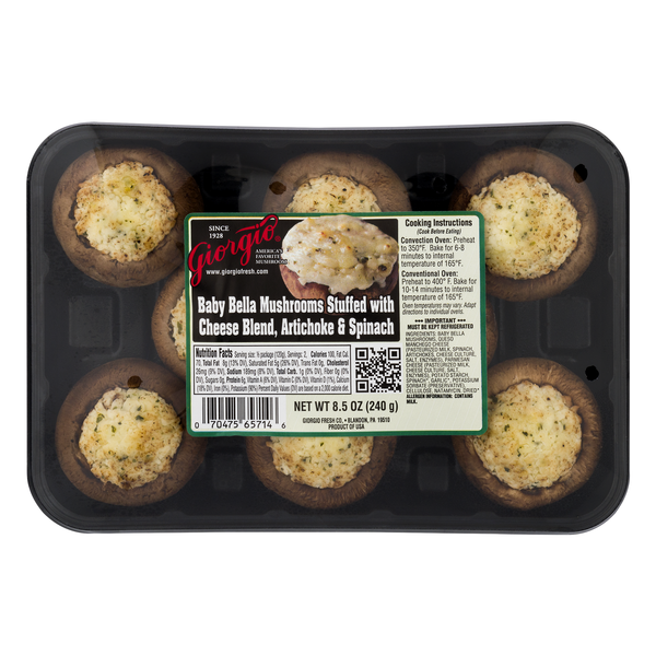 Giorgio Stuffed Baby Bella Mushrooms Artichoke Spinach & Cheese Blend
