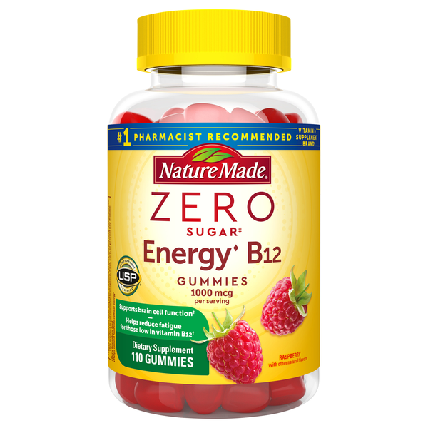 Nature Made Zero Sugar Energy B12 Raspberry Gummies