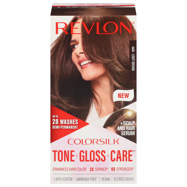 Revlon ColorSilk Tone Gloss Care Demi-Permanent Hair Color Light Brown 6