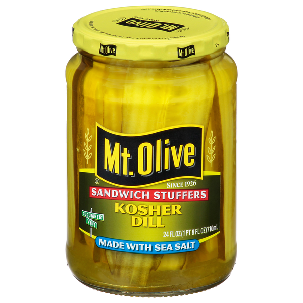 Mt. Olive Sandwich Stuffers Kosher Dill Pickles with Sea Salt Flat Sliced
