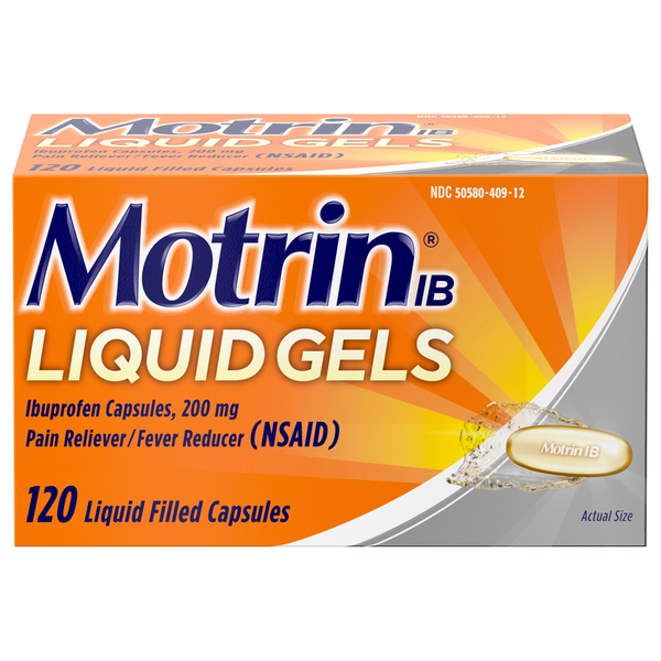 Motrin IB Ibuprofen Liquid Gels 200mg Pain Relief Capsules