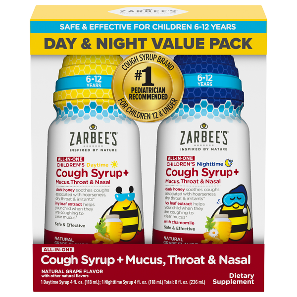 Zarbee's Children's All-in-One Day & Night Grape Flavor Cough Syrup - 2ct