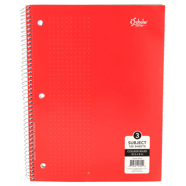 iScholar College Ruled 3 Subject Notebook