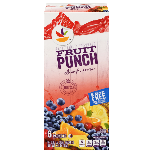 Stop & Shop Drink Mix Packets Fruit Punch Sugar Free - 6 ct