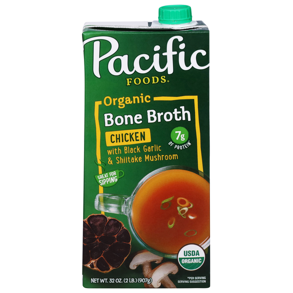 Pacific Foods Organic Chicken Bone Broth with Garlic & Shiitake Mushroom