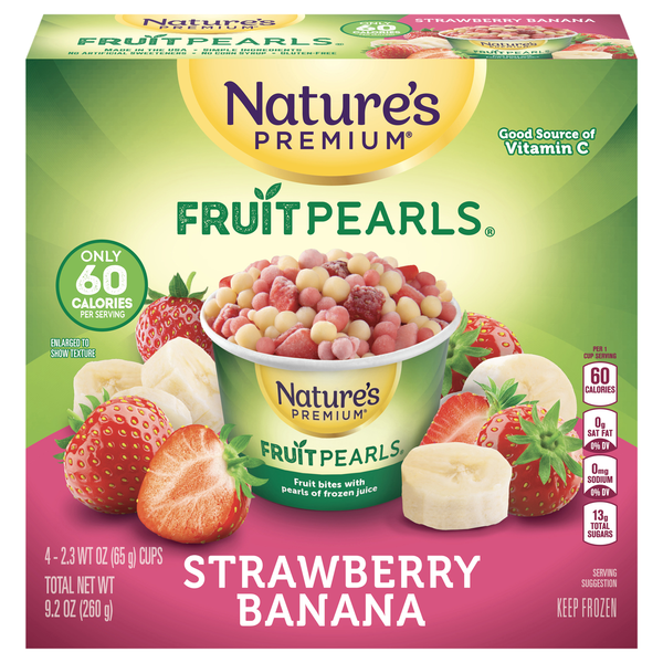 Nature's Premium Strawberry Banana Fruit Pearls - 4 ct Frozen