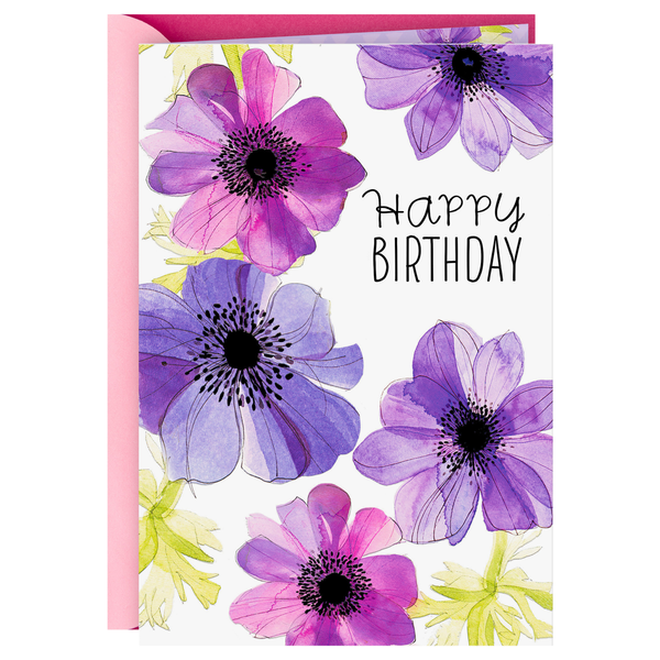 Hallmark Birthday Card for Her Purple & Yellow Flowers