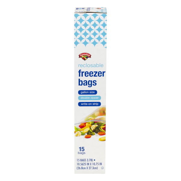 Hannaford Reclosable Freezer Bags Gallon Size Double Zipper