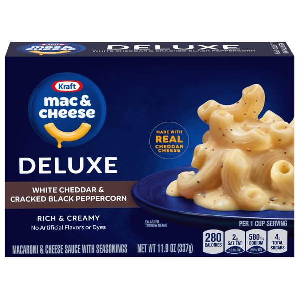 Save on Kraft Deluxe Mac & Cheese Dinner White Cheddar & Cracked Black Pepper Order Online