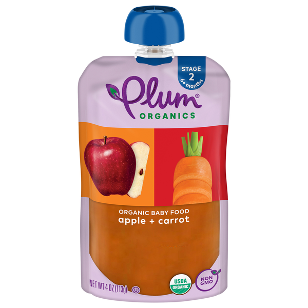 Plum Organics Stage 2 Baby Food Apple + Carrot