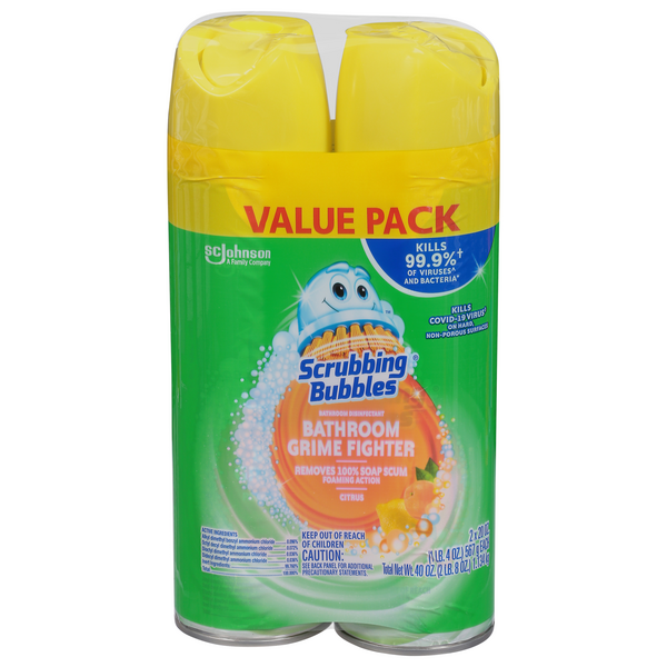 Scrubbing Bubbles Bathroom Grime Fighter Citrus Disinfectant - 2 pk