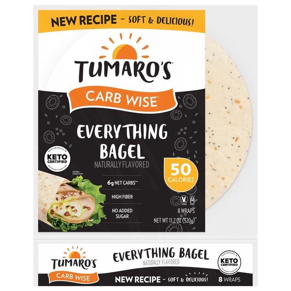 Tumaro's Carb Wise Everything Bagel Wraps - 8 ct