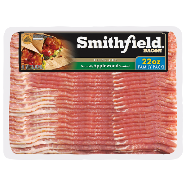 Smithfield Applewood Smoked Thick Cut Bacon Sliced Family Pack