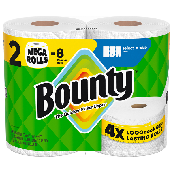 Bounty Select-A-Size White Mega Roll 2-Ply Paper Towels - 2 ct
