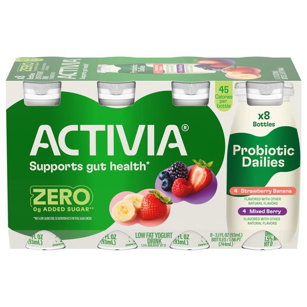 Activia Probiotic Dailies Berry/Strawberry Banana Yogurt Drink - 8 pk