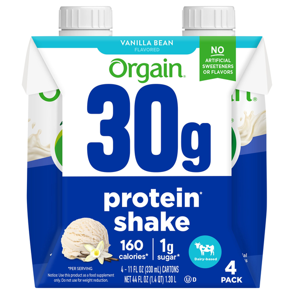 Orgain Vanilla Bean 30g Protein Shake - 4 ct