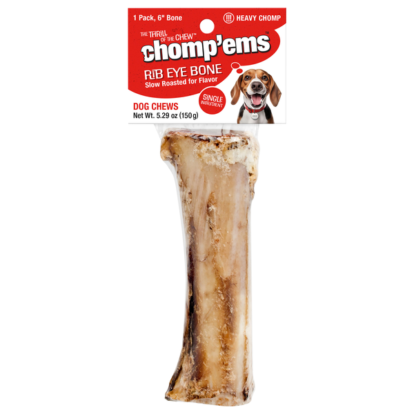 Ruffin' It Chomp'ems Rib Eye Bone Dog Chew 6 Inch